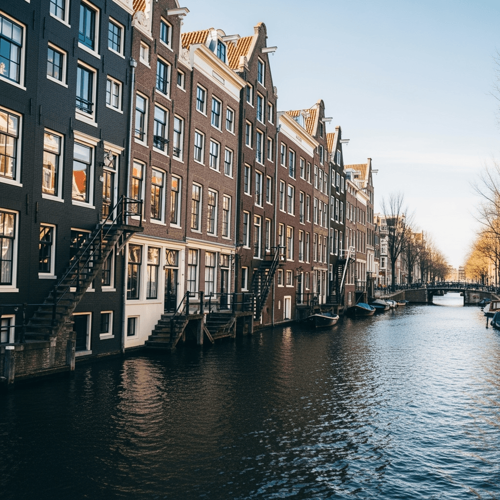 Amsterdam canal houses and stairs
