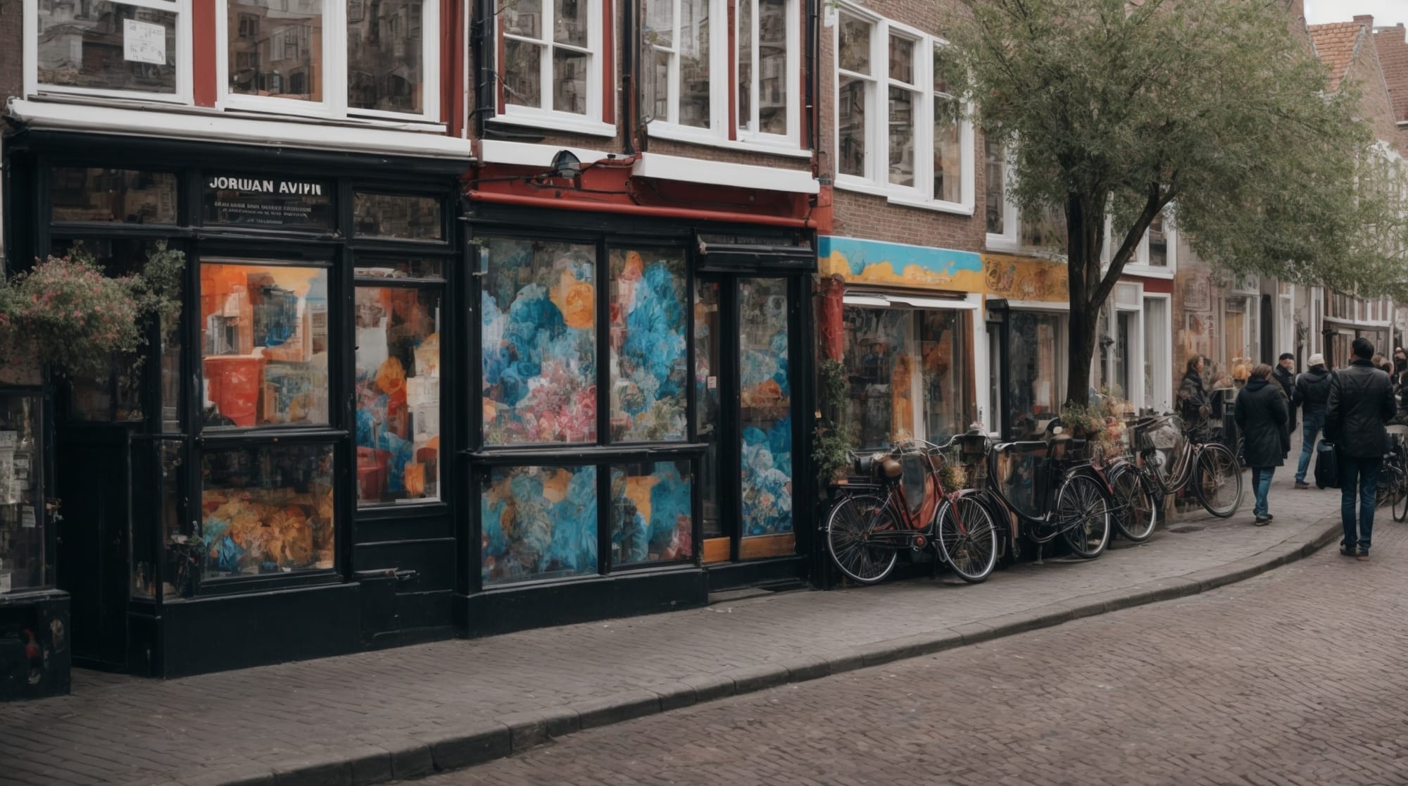 Vibrant street art and galleries in Jordaan district