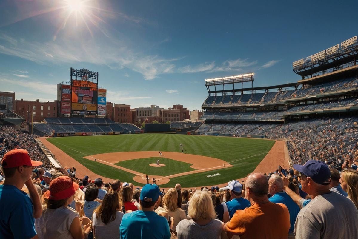 Fans cheering outside Baltimore’s stadium before the game