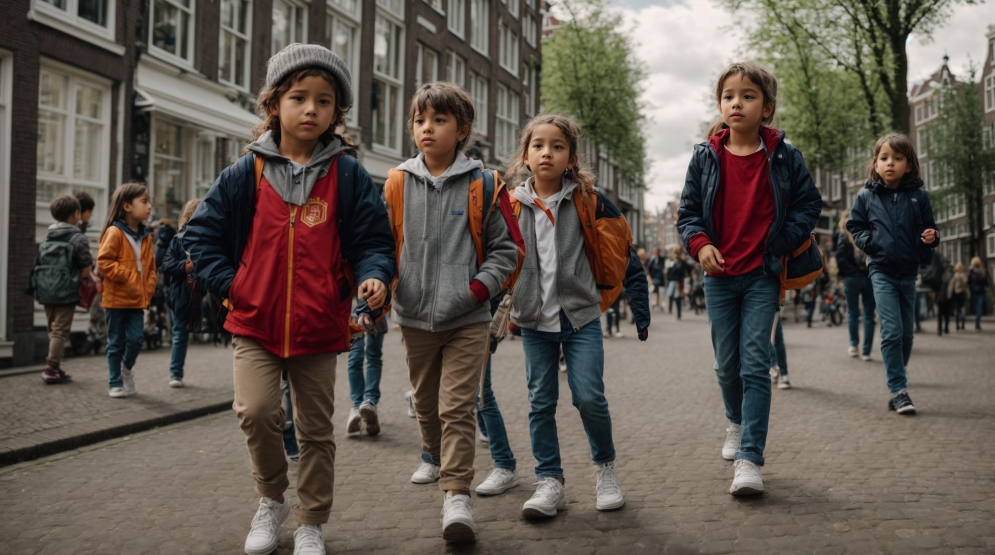 children participating in a treasure hunt on the streets of Amsterdam