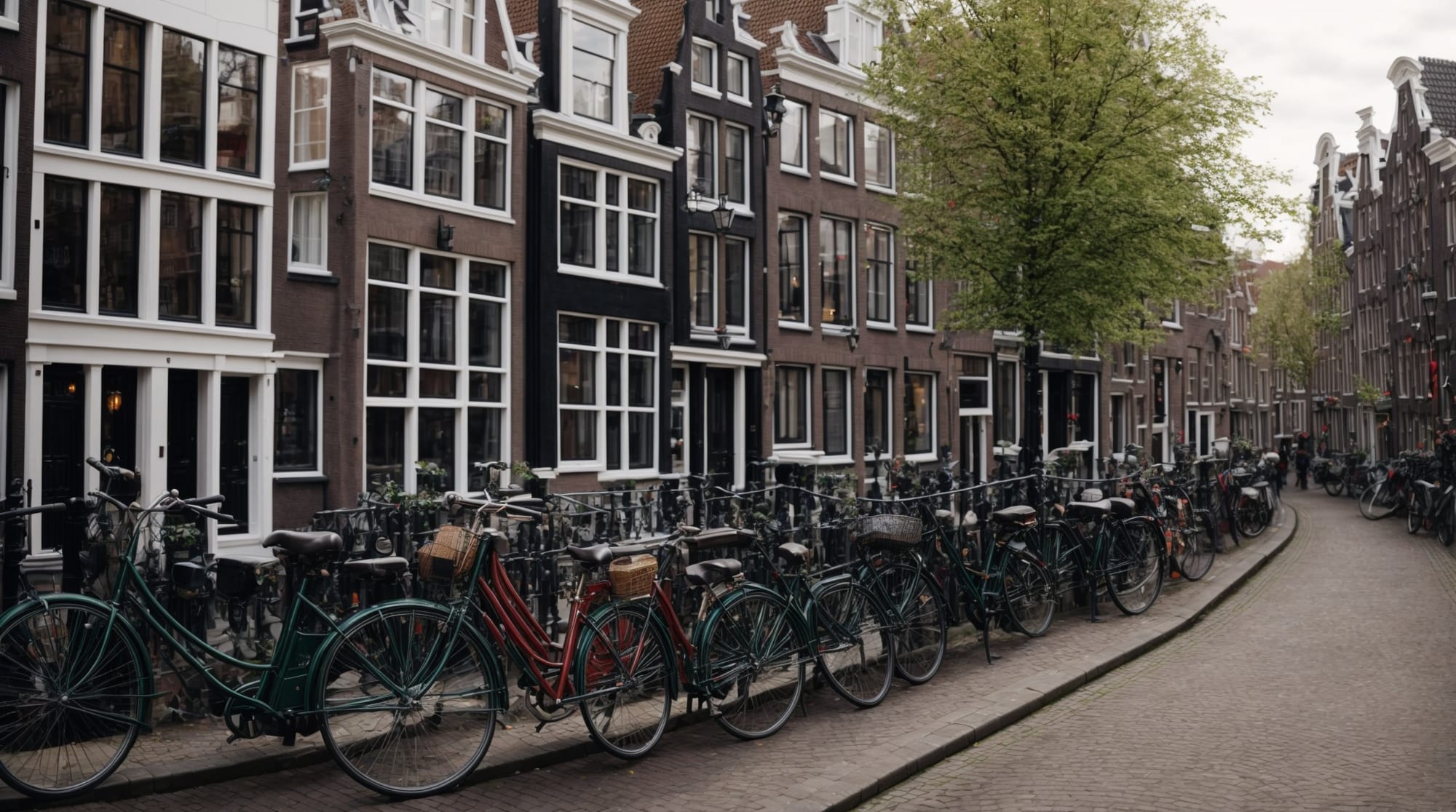 Amsterdam city tour Amsterdam canals lined with bicycles and quaint narrow houses