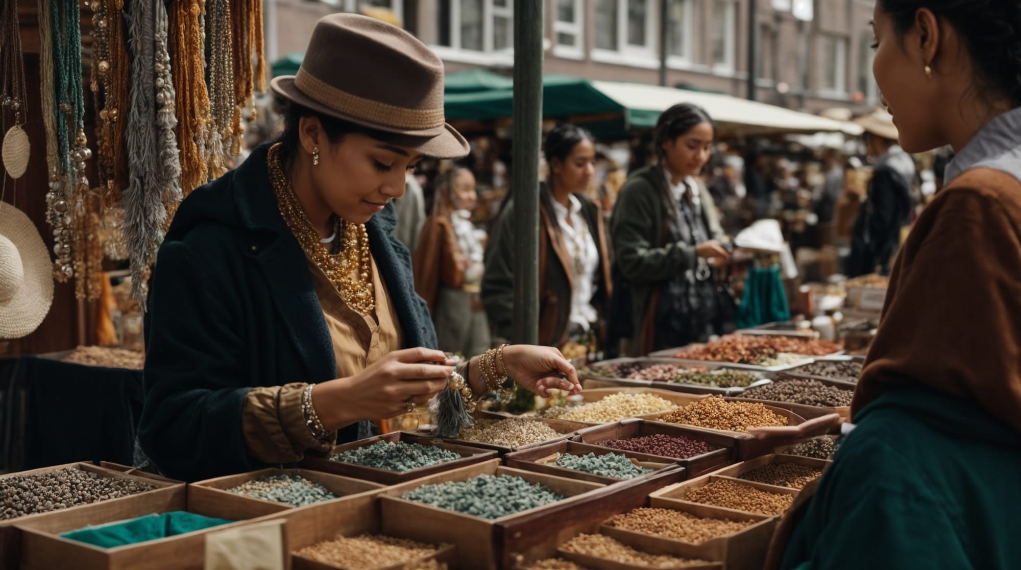 craft markets Amsterdam local artisan displaying handcrafted jewelry at a market