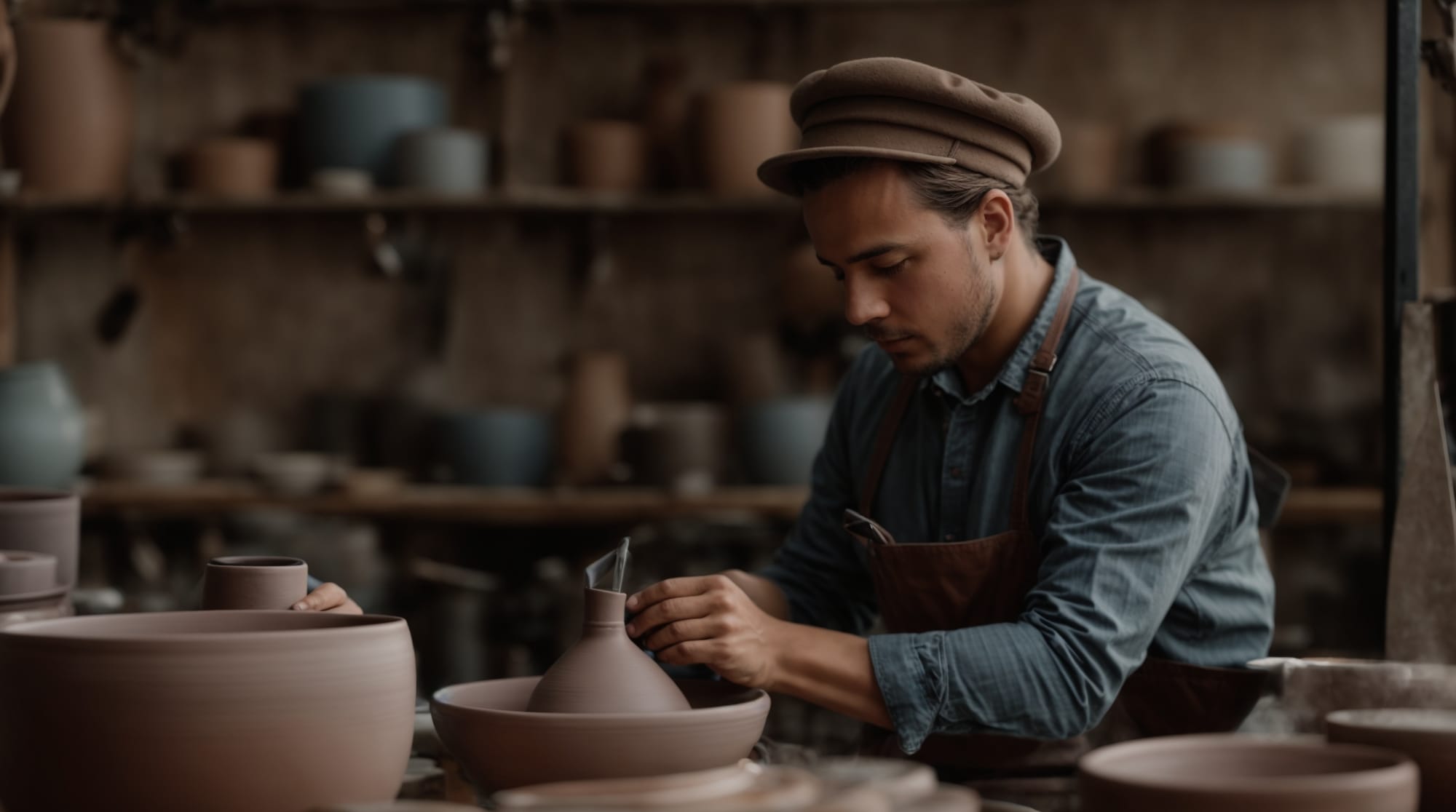 Dutch craftsmanship Artisan at work in a Dutch pottery studio
