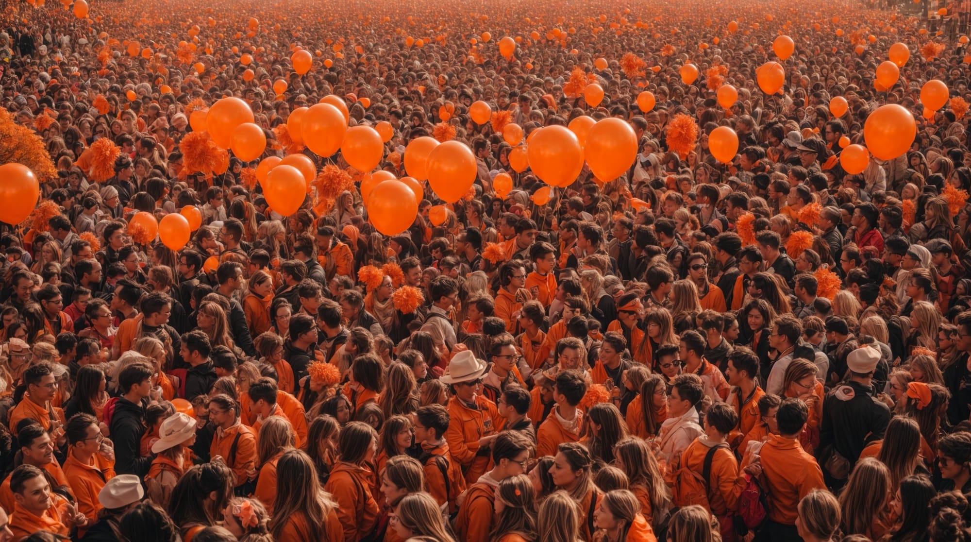 Dutch festivals Crowds celebrating King's Day in Amsterdam, Netherlands