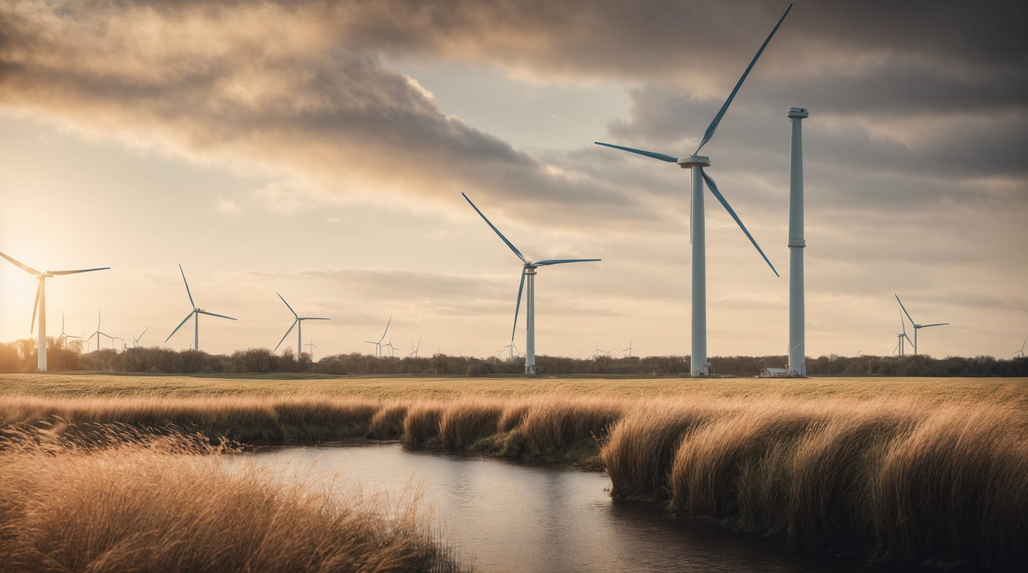 Dutch innovation Wind turbines in a Dutch landscape showcasing modern innovation