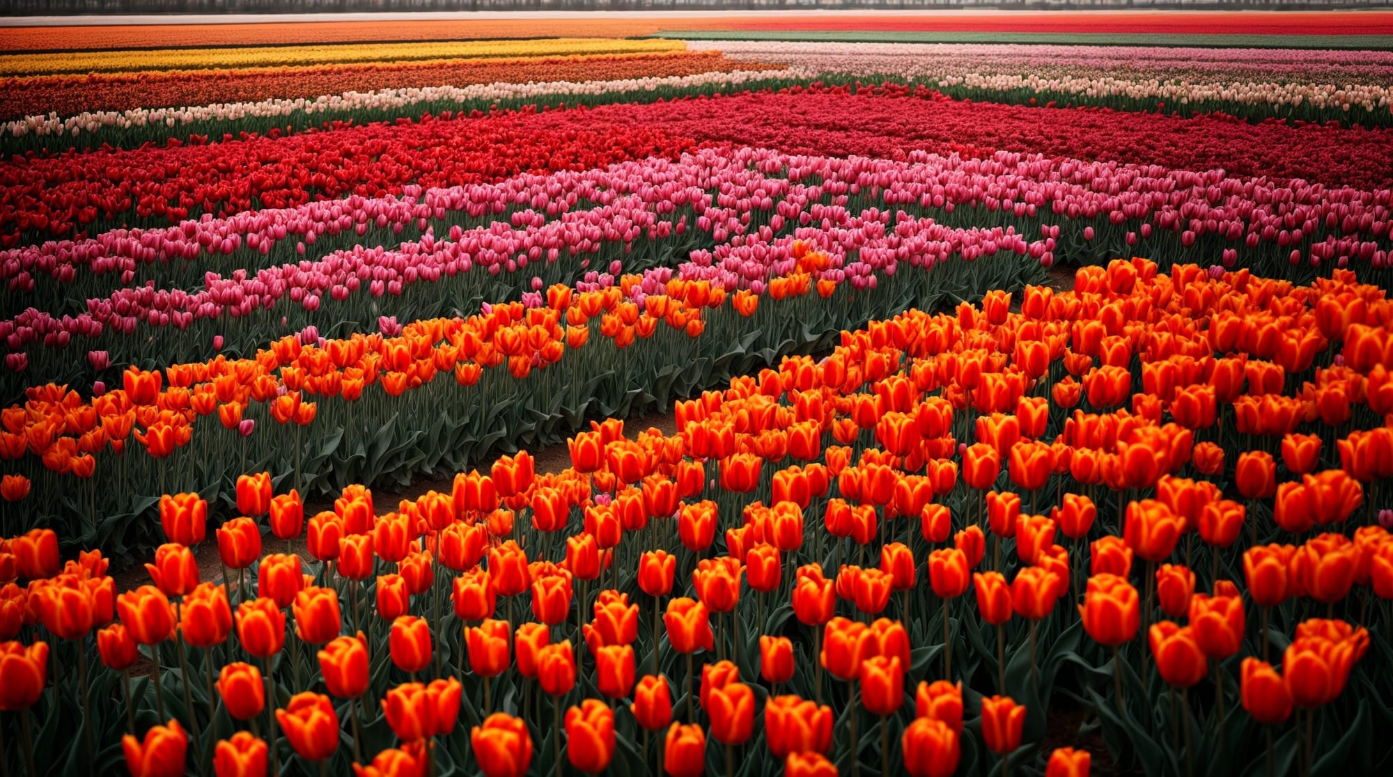 Dutch tulips A vibrant field of tulips in the Netherlands, showcasing a variety of colors.