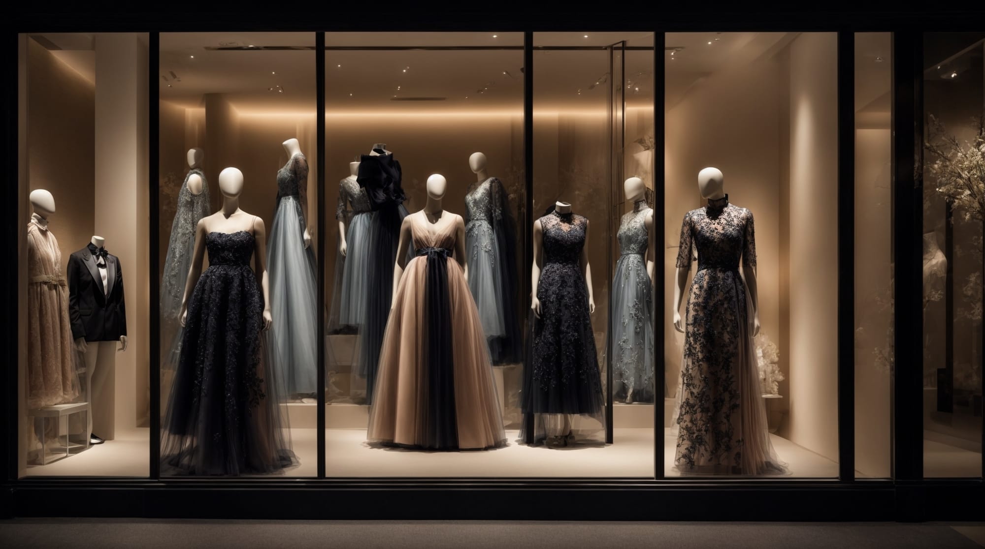 Elegant display window at a high-end boutique in Amsterdam