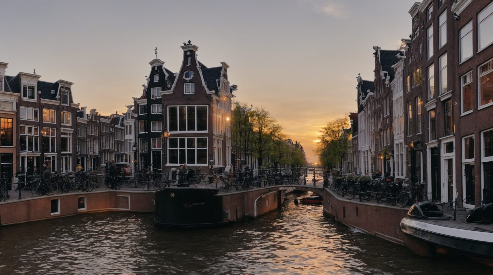 historic Amsterdam Historic canals of Amsterdam at sunset