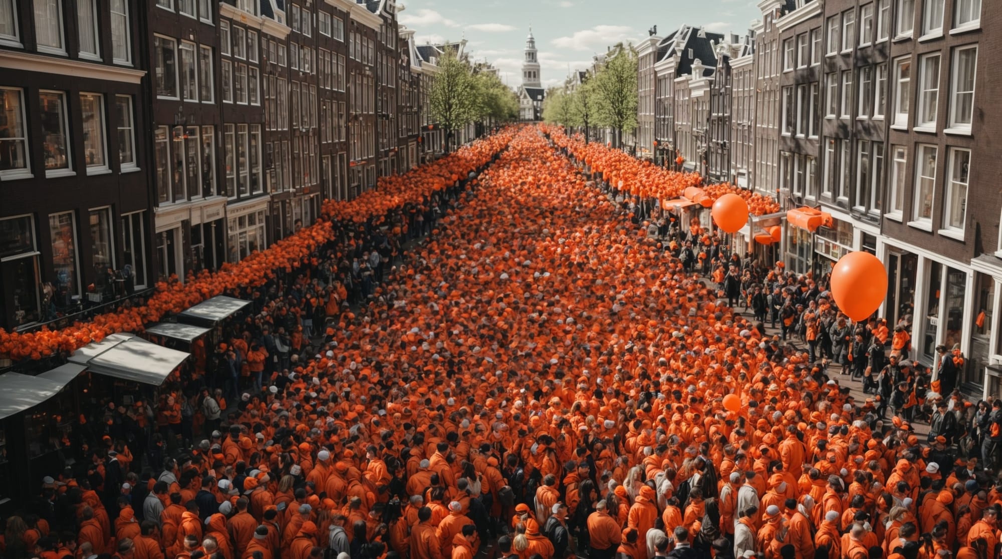 King's Day crowds celebrating King's Day in Amsterdam