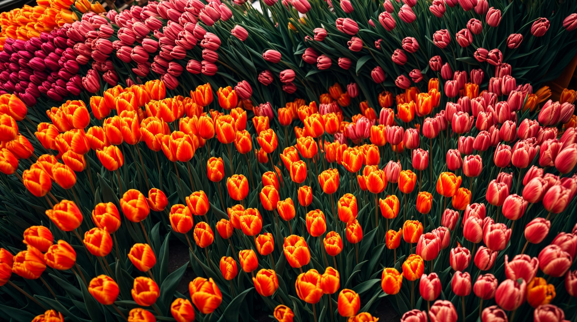 local attractions Colorful display of tulips at the Bloemenmarkt in Amsterdam