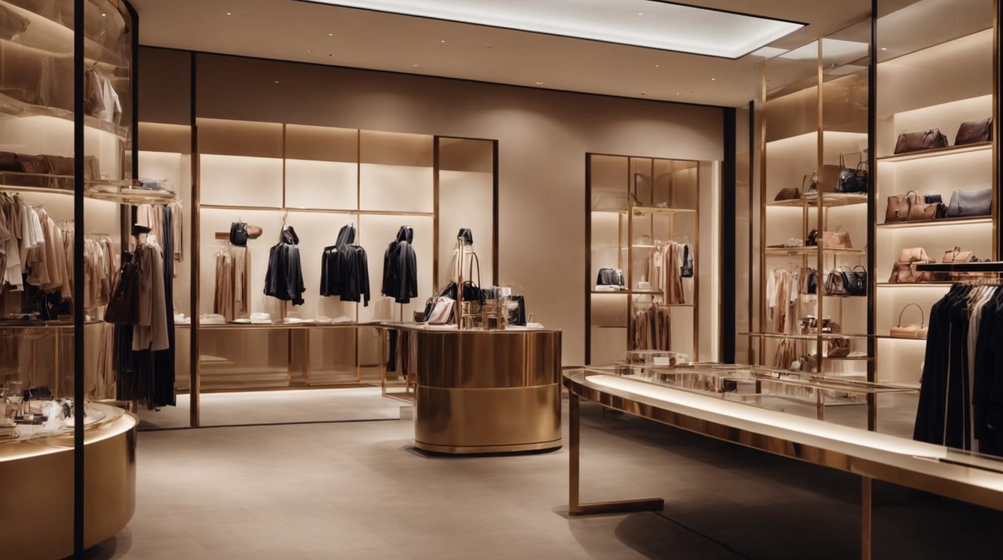 luxury shopping Elegant display of a luxury store in P.C. Hooftstraat with shoppers viewing designer products.