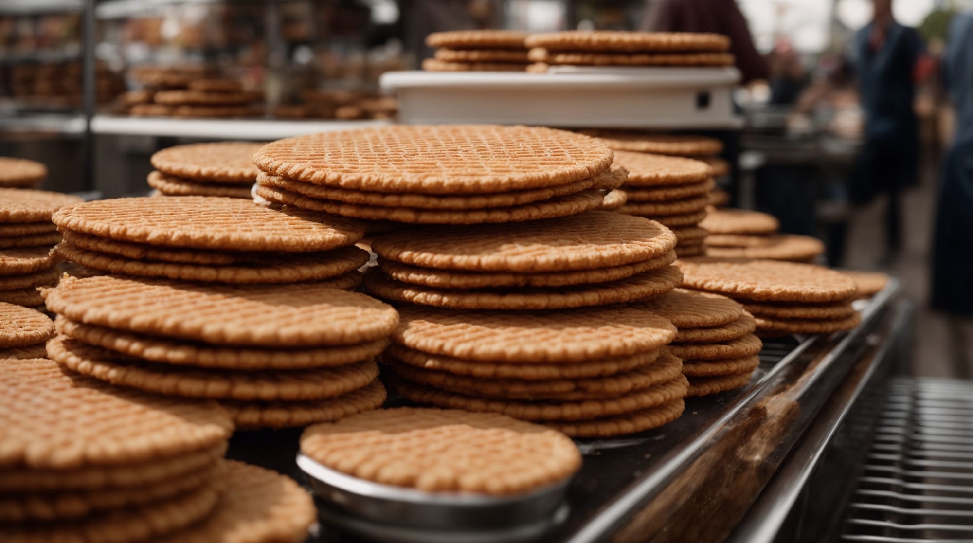 stroopwafel Fresh stroopwafels being prepared at a Dutch market
