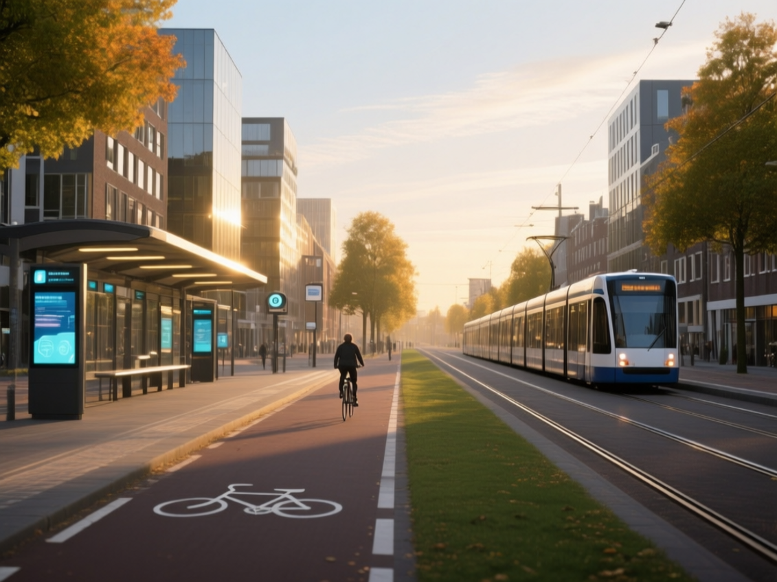 smart city infrastructure photo of Amsterdam's smart city infrastructure with connected devices and modern transit systems
