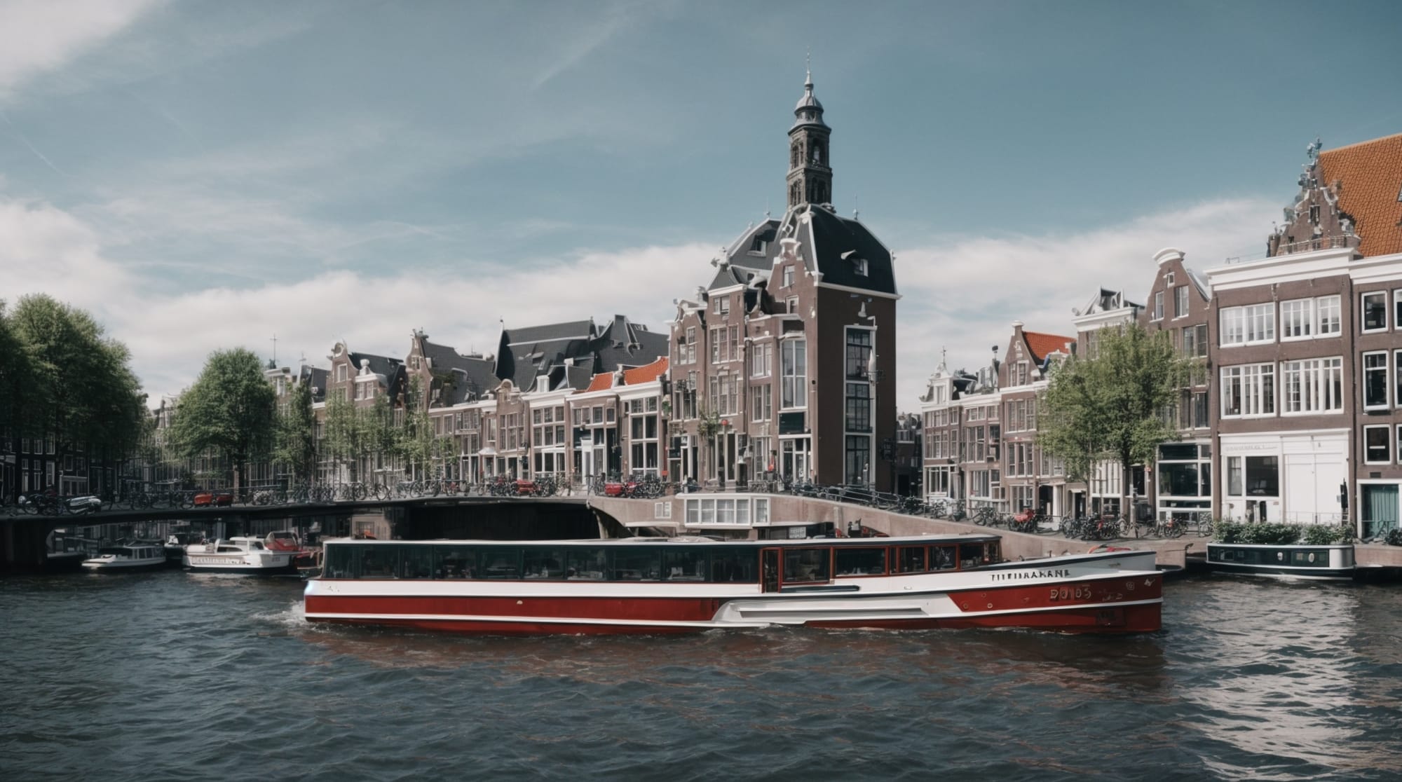 travel Amsterdam Boat tour passing under the bridges of Amsterdam