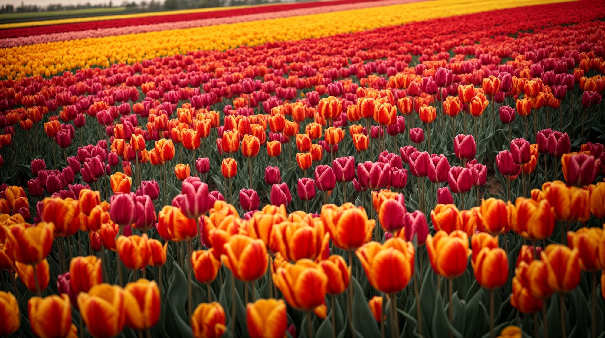Tulip Festival Colorful scene at the Dutch Tulip Festival with fields of tulips in bloom