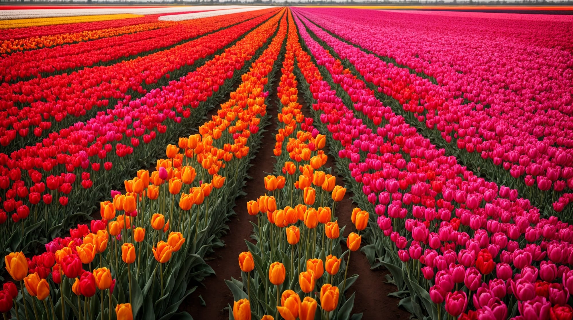 tulip mania contemporary photo of colorful tulip fields in the Netherlands