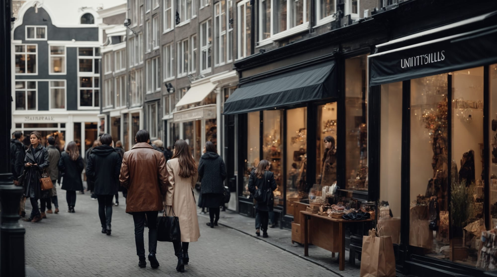 unique boutiques People browsing through boutiques in De Negen Straatjes, Amsterdam