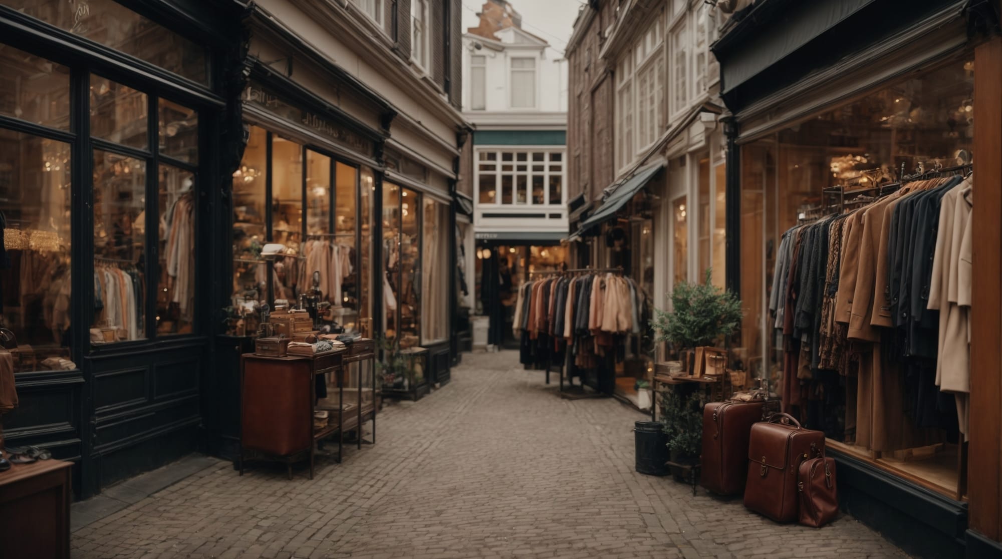 vintage shops Vintage clothing and accessories on display in a boutique in De Negen Straatjes