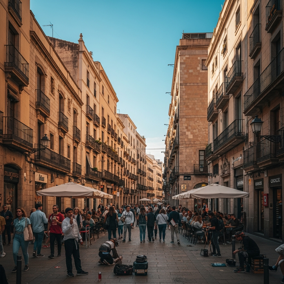 A bustling photo of Barcelona's lively streets filled with tourists, showcasing the vibrancy of Spain’s most popular city in 2025