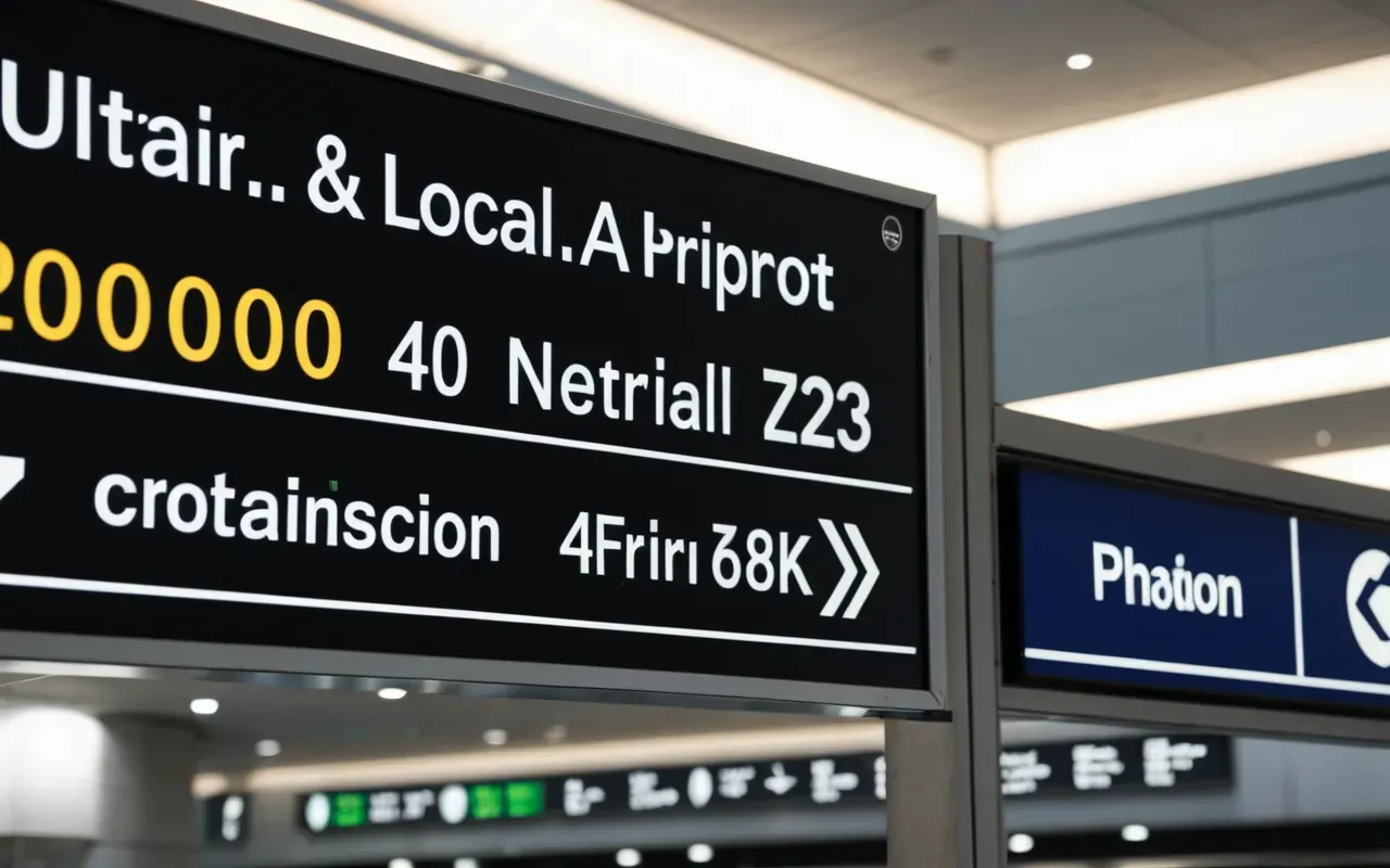 A close up view of a modern airport terminal with empty seating areas and bright overhead lighting creating a quiet atmosphere during late evening hours.