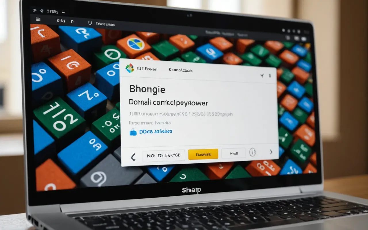 A close-up view of a modern laptop screen displaying a generic web browser interface with abstract colored blocks representing data fields in the background, soft ambient lighting from an office window, shallow depth of field focusing on the cursor hovering over a button area without showing any text or logos.