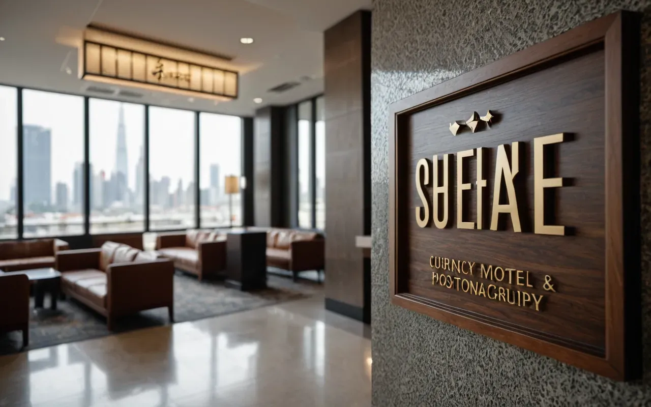 A modern hotel lobby with comfortable seating and a view of the city street outside.